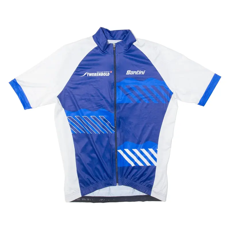SANTINI Full Zip Cycling Mens Jersey Blue L