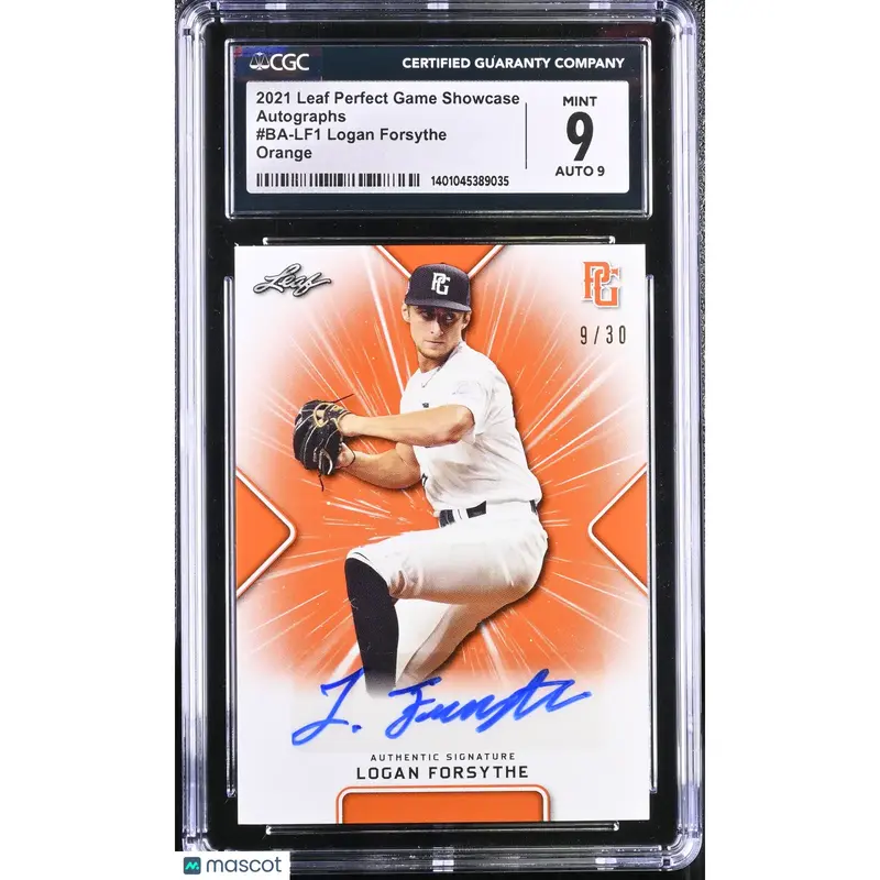 Logan Forsythe CGC 2021 Perfect Game Showcase #BA LF1 Orange Auto 9/30 9