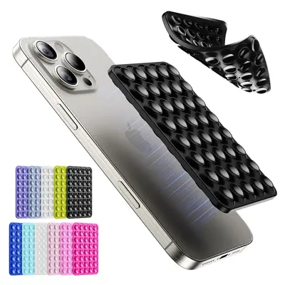 Suction Cup Phone Case Mount Double-Sided,Silicon Sticky Phone Stand for iPhone and Android, Hands-Free Strong Grip Holder fo...