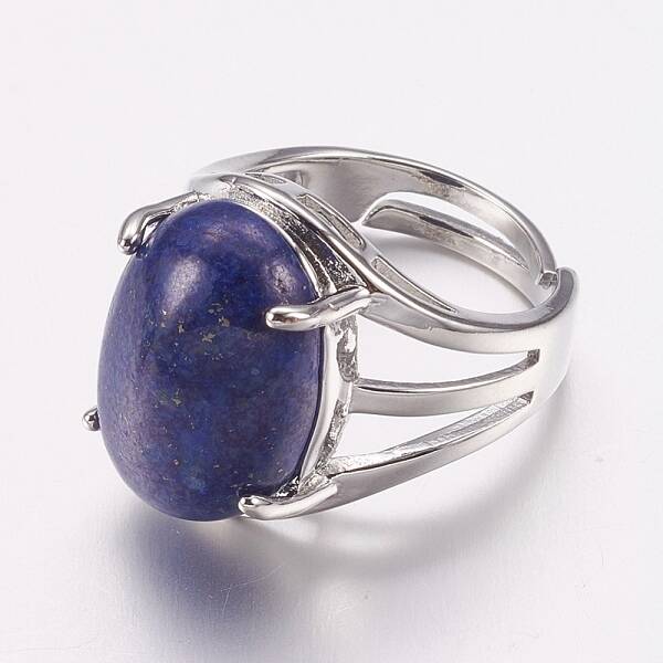 Natural Dyed Lapis Lazuli Wide Band Finger Rings