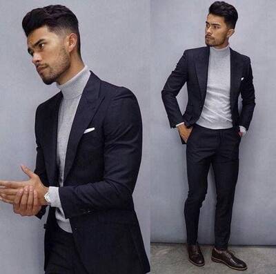 Mens Turtleneck With Blazer + Turtleneck Sweater