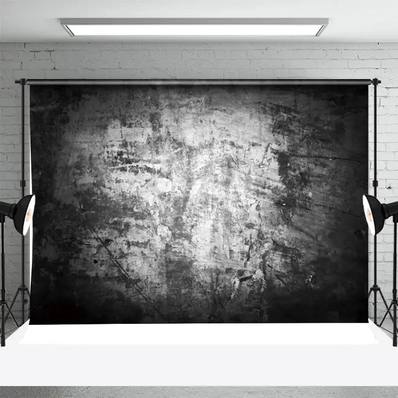 Black And White Brushed Wall Textured Photo Backdrop - Aperturee