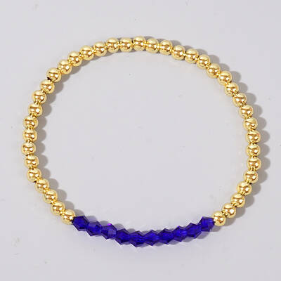 Colorful Birthstone Faceted Bicone & Brass Beaded Stretch Bracelets for Women