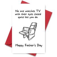 Funny Father's Day Card with Envelope, Recliner Illustration Happy Father's Day Card, Humorous Vibe Greeting Card for Dad App...