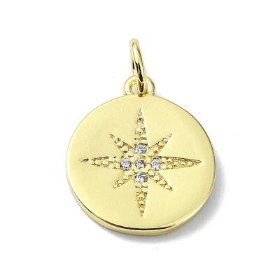 Star Theme Brass Micro Pave Clear Cubic Zirconia Pendants