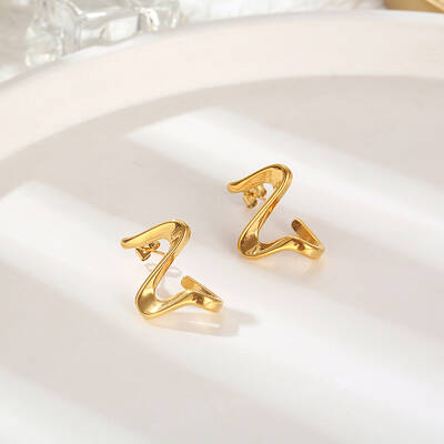 Stainless Steel Wave Stud Earrings for Women