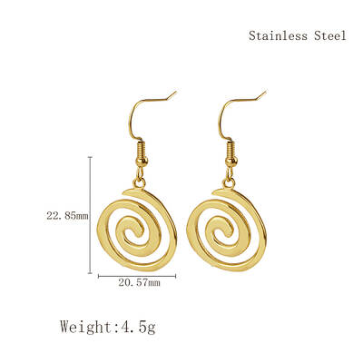 Stylish Stainless Steel Spiral Pendant Dangle Earrings for Daily Wear