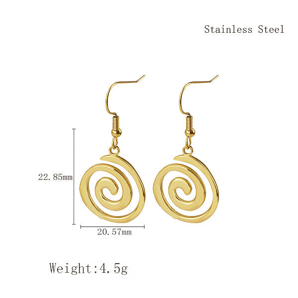 Stylish Stainless Steel Spiral Pendant Dangle Earrings for Daily Wear