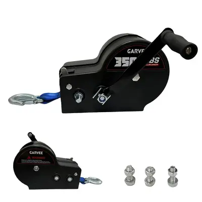 Garvee 3500 lbs Heavy-Duty Boat Trailer Winch - Hand Crank Winch with 33ft Strap, 4:1/8:1 Gear Ratio for Towing and Pulling B...