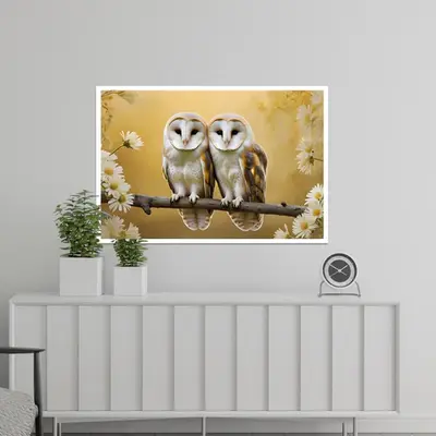 Barn Owls in Bloom - A Serene Pair
