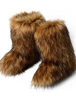 Women's Solid Color Faux Fur Boot, Fluffy Ankle Snow Boots,  Casual Boots, Warm Comfortable Outdoor  Cute Winter Boot Shoes f...