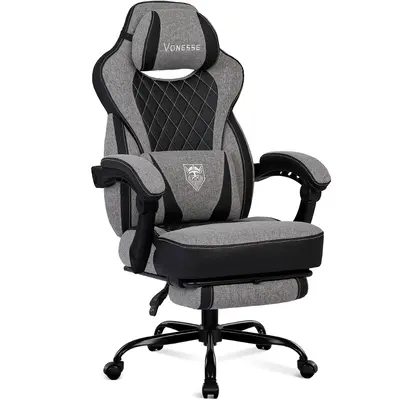 Vonesse Gaming Chair, Reclining Fabric Gaming Chairs for Adults 250LBS, Office Chair with Pocket Spring Cushion, Computer Cha...