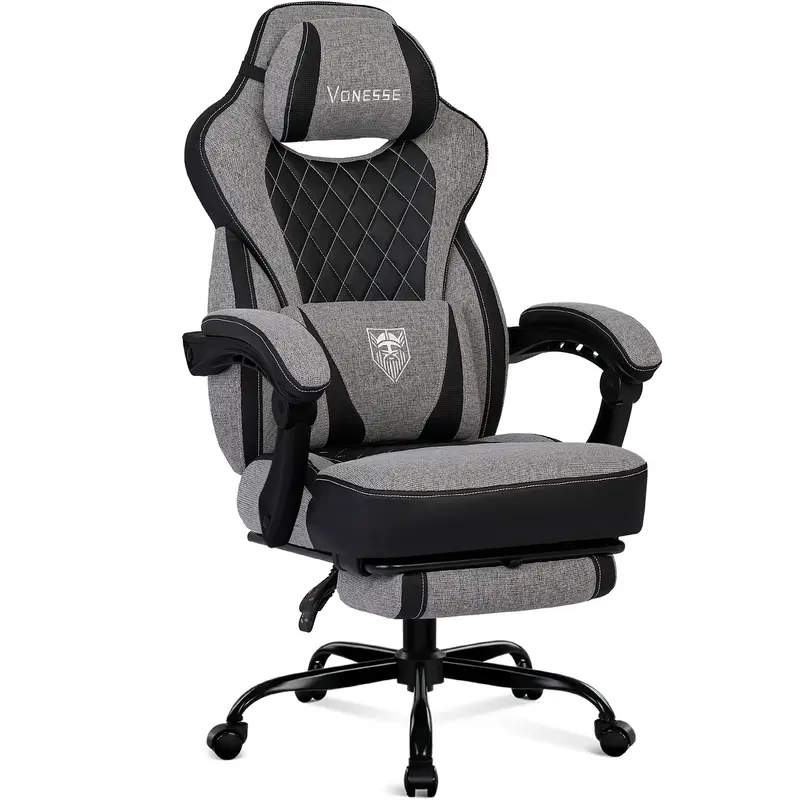 Vonesse Gaming Chair, Reclining Fabric Gaming Chairs for Adults 250LBS, Office Chair with Pocket Spring Cushion, Computer Cha...