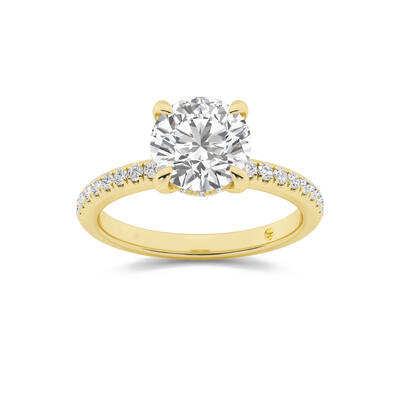Aurelia Three Quarter Coverage Hidden Halo Round Lab Grown Diamond Engagement Ring | 14K Yellow Gold 1 1/2 CT. TW.