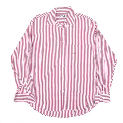 FILA Shirt Maroon Striped Long Sleeve Mens L