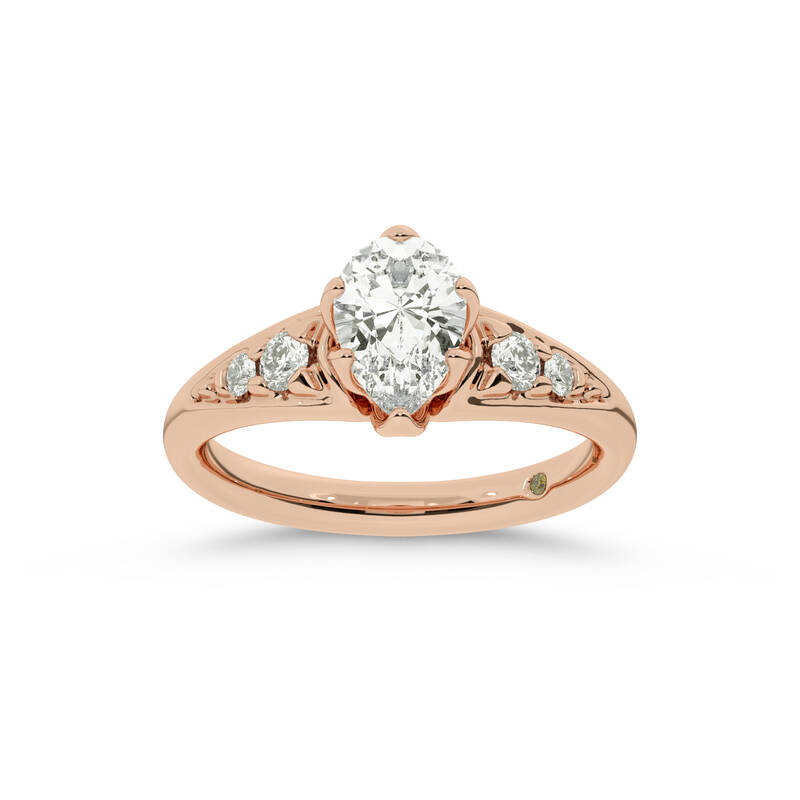 Lyon Tapered Pavé Pear Shape Lab Grown Diamond Engagement Ring | 10K Rose Gold 2 3/4 CT. TW.