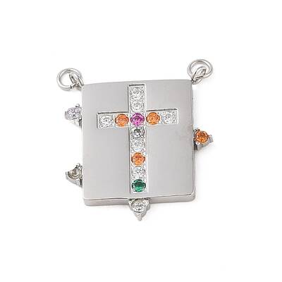 Stainless Steel Micro Pave Colorful Cubic Zirconia Pendants