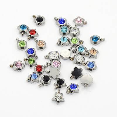 201 Stainless Steel Rhinestone Charm Pendants