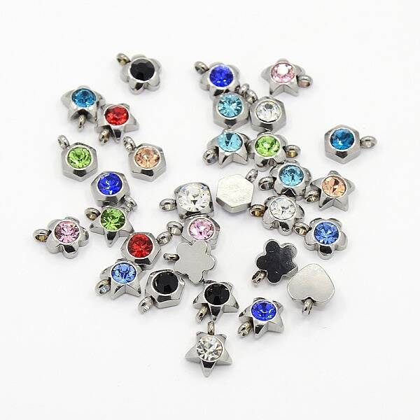 201 Stainless Steel Rhinestone Charm Pendants