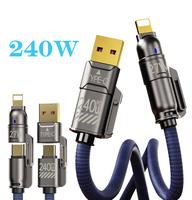 240W Lightning charger USB C Fast Charger Set, Fast Charging Adapter with 5.9FT 4-in-1 USB A+ Type C Data Sync Cable tablet d...