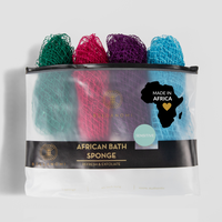 4 Piece African Exfoliating Net Sponge Bundle, for SENSITIVE SKIN, Bath sponge