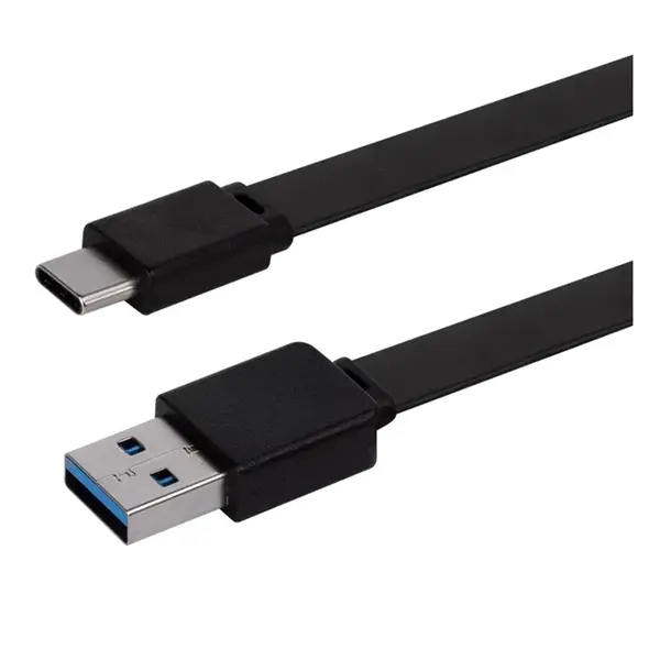 41941 Monoprice Flat USB-C to USB-A 3.2 Gen 1x1 Charge and Sync Cable 5Gbps 3A Black 6ft