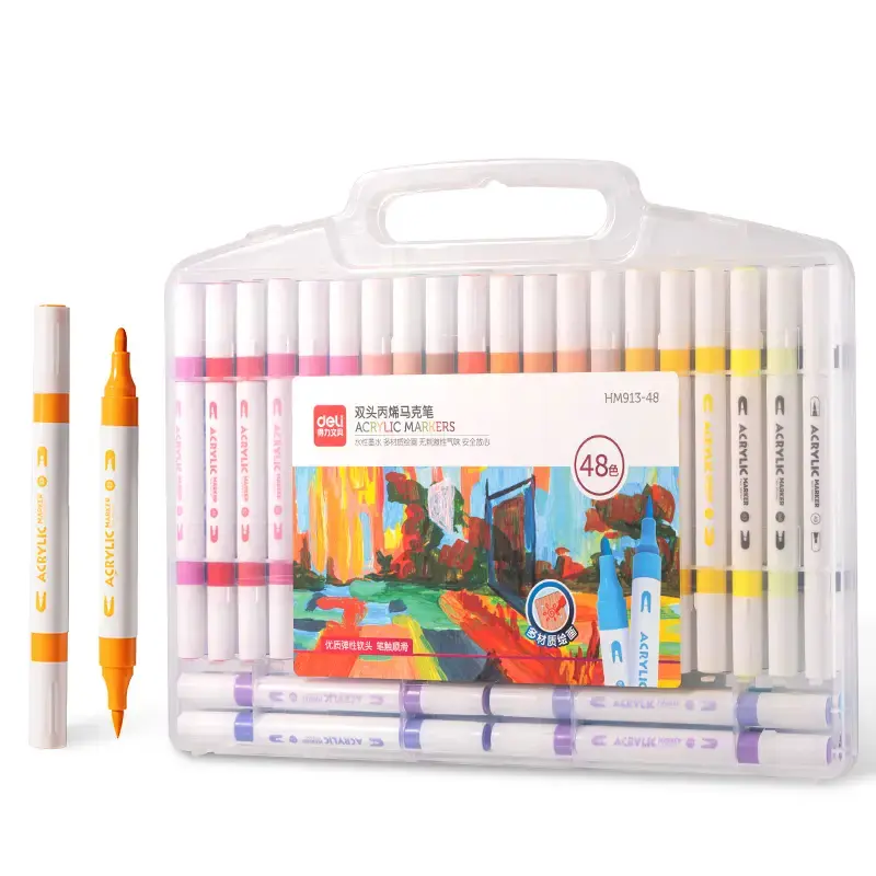 Dual Tip Acrylic Paint Markers 48\\36\\24\\12 Colors with Medium Tip and Brush Tip art supplies coloring markers Various Surf...