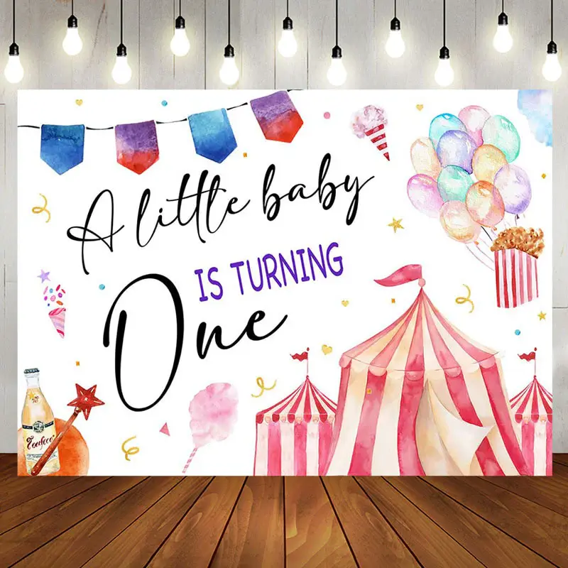 Little Baby Is Turning One Circus Birthday Backdrop - Aperturee