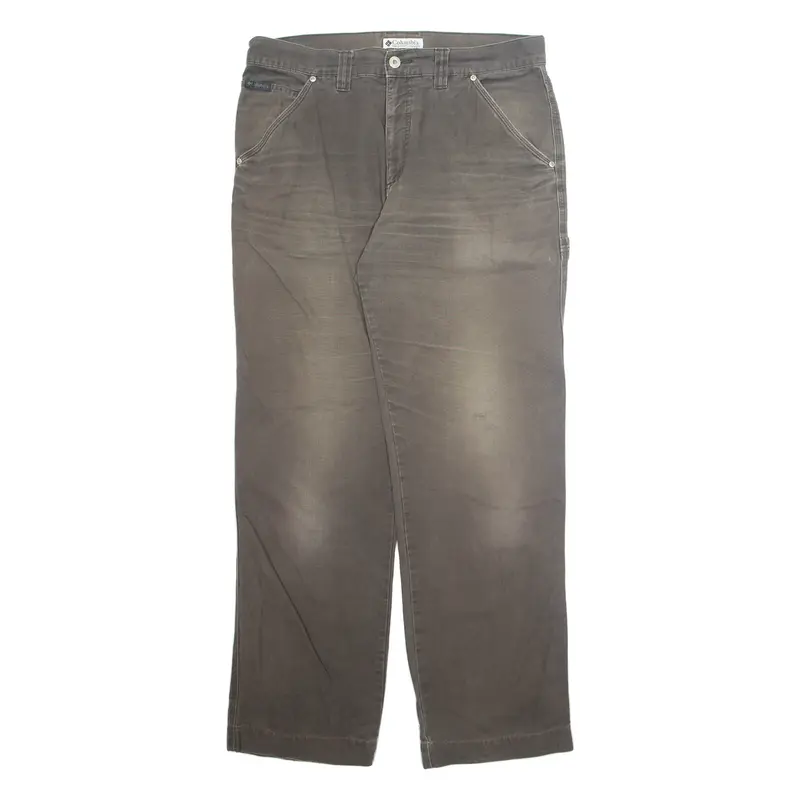 COLUMBIA Carpenter Cargo Mens Trousers Grey Regular Straight W36 L32