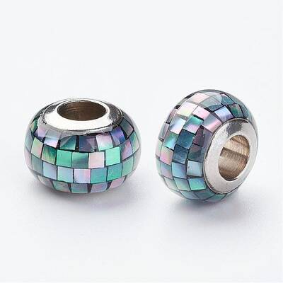 304 Stainless Steel Resin European Beads