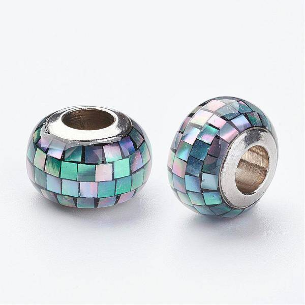 304 Stainless Steel Resin European Beads