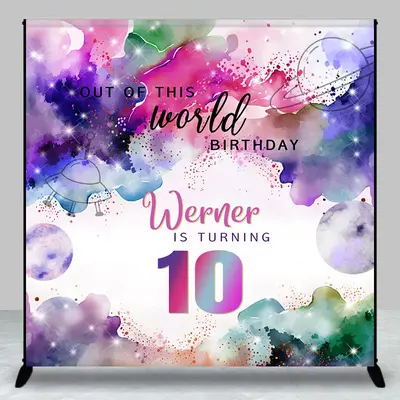 Aperturee Custom Name Colorful Galaxy 10Th Birthday Backdrop | Diy Birthday Backdrop | Backdrop For Birthday Party | Happy Bi...