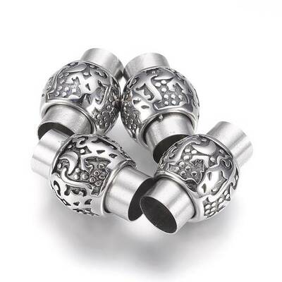 304 Stainless Steel Magnetic Clasps with Glue-in Ends