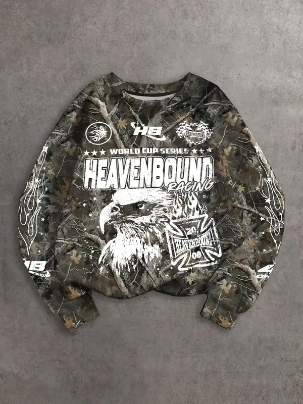 Unisex's All Over Plants Print Sweatshirt, Regular Fit Casual Long Sleeve Round Neck Pullover for Fall & Winter, Unisex's Clo...