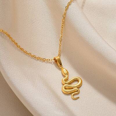 304 Stainless Steel Snake Pendant Necklaces for Women Men