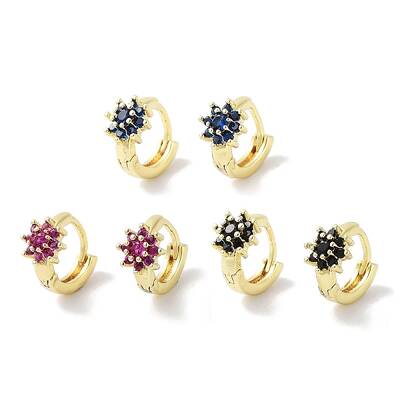 Brass Pave Cubic Zirconia Hoop Earrings