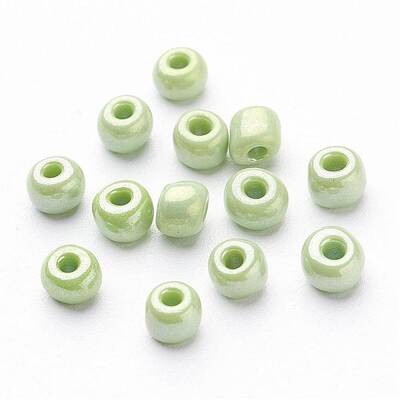 6/0 Opaque Colors Lustered Round Glass Seed Beads
