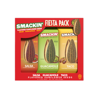 SMACKIN' Sunflower Seeds FIESTA PACK LIMITED EDITION Sampler Pack, 6 Total 1.5 OZ Bags - Salsa, Guacamole, Taco