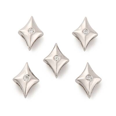 925 Sterling Silver Micro Pave Clear Cubic Zirconia Slide Charms