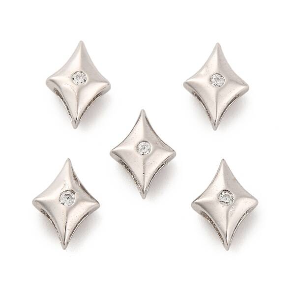 925 Sterling Silver Micro Pave Clear Cubic Zirconia Slide Charms