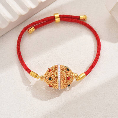 Vintage Ethnic Style Adjustable Round Cord Silder Bracelets with Brass Rhinestone Link for WomenLink for Women