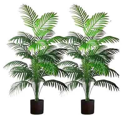 Artificial Outdoor Plants without Pot, 2 Counts Fake Indoor Artificial Plant Set for Home Decor, Decorative Plant for Home Di...