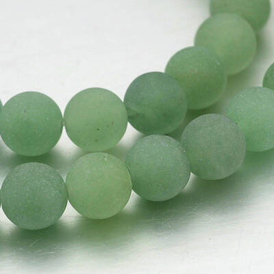 Frosted Round Natural Green Aventurine Bead Strands