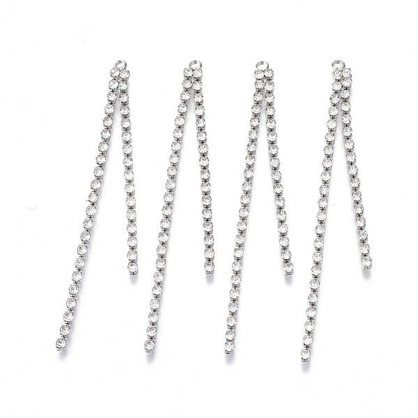 Brass Rhinestone Cup Chains Tassel Big Pendants