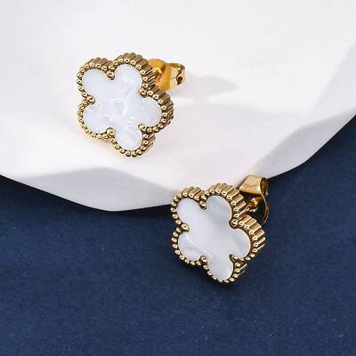 Elegant Vintage Floral Stainless Steel Stud Earrings for Women