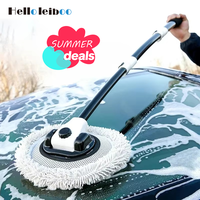 LEIBOO 47'' Long handle car wash mop, 15° Ergonomic design，retractable aluminum alloy pole，soft chenille material car wa...