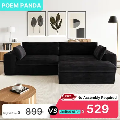 Cloud Sectional Couch with L-Shape Chaise,Modern Modular Sofa with Deep Seat, Upholstered Couches for Living Room Bedroom,No ...