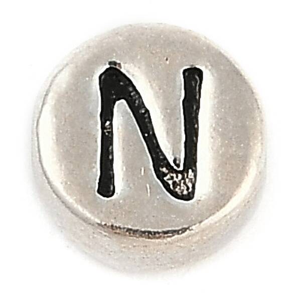 925 Sterling Silver Flat Round with Letter Beads