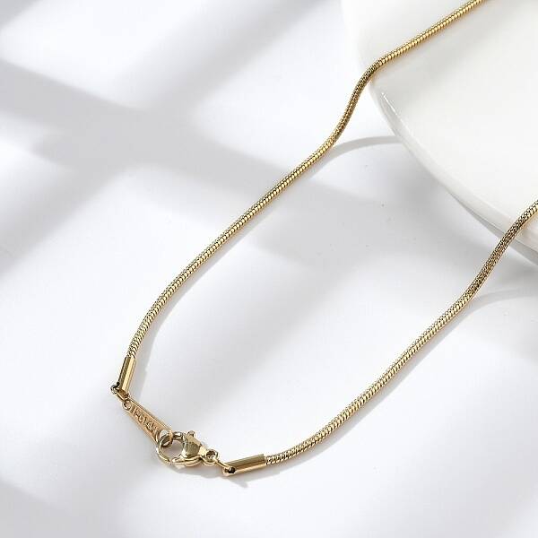 Ion Plating(IP) 304 Stainless Steel Round Snake Chain Necklace for Women
