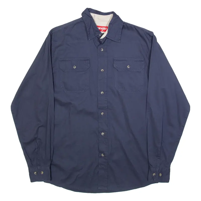 WRANGLER Mens Plain Shirt Blue Long Sleeve S